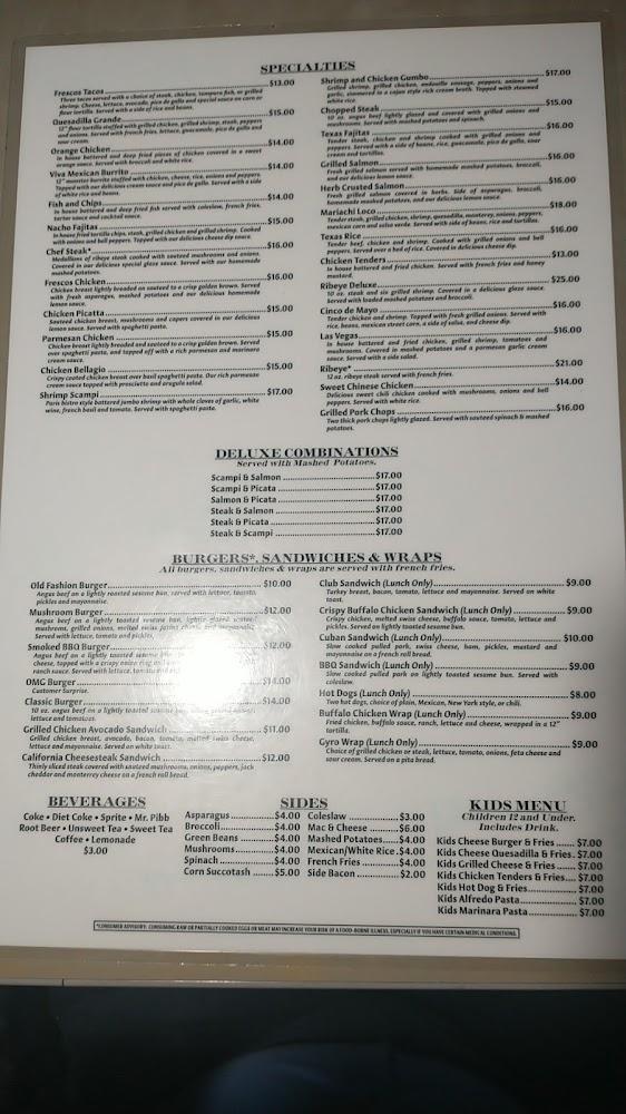 Fresco's Restaurant Menu image 1